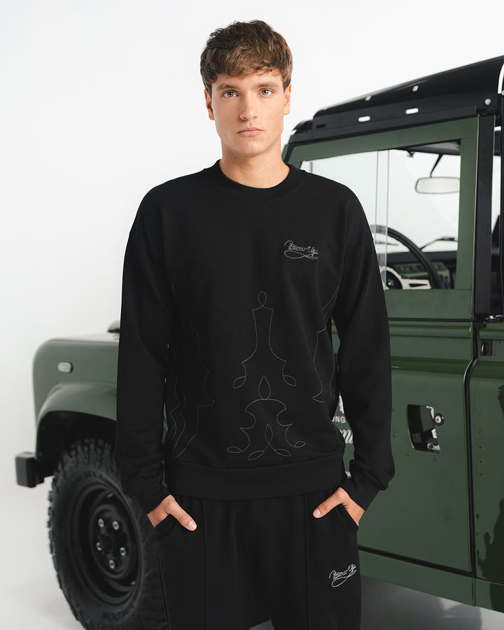 HOMECOMING BLACK CREWNECK SWEATER