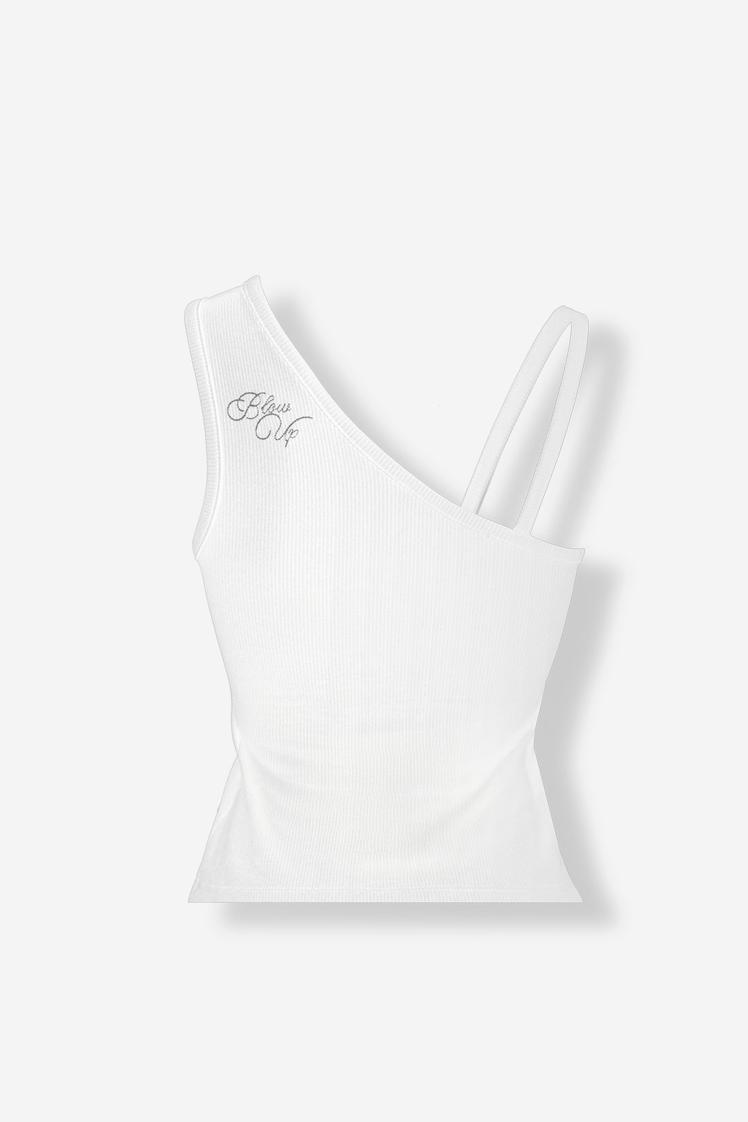 One shoulder ivory tank top