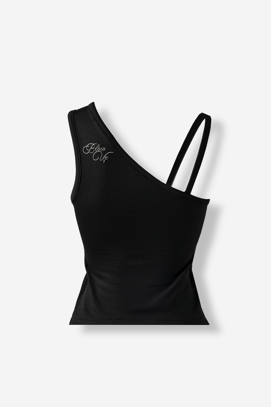One shoulder black tank top