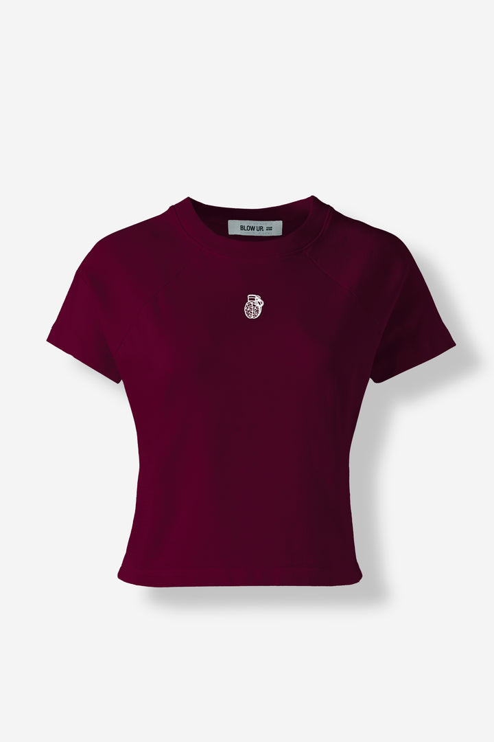 Short sleeve Top red wine in cotton