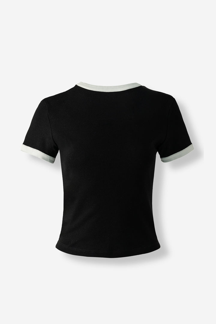 Short sleeve t-shirt black in cotton