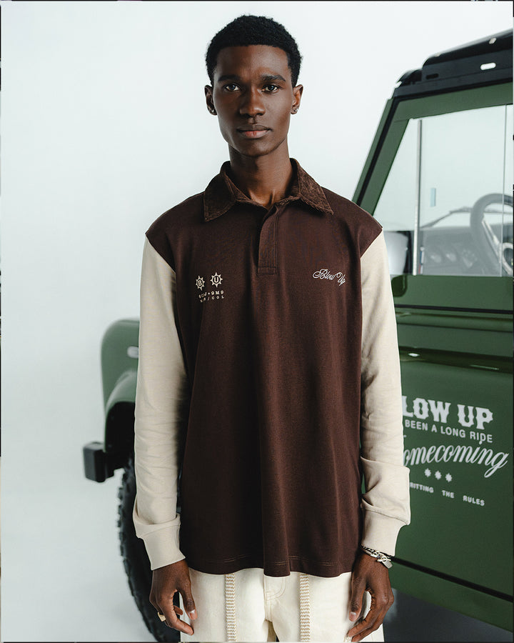 DESERT BROWN LONGSLEEVE POLO