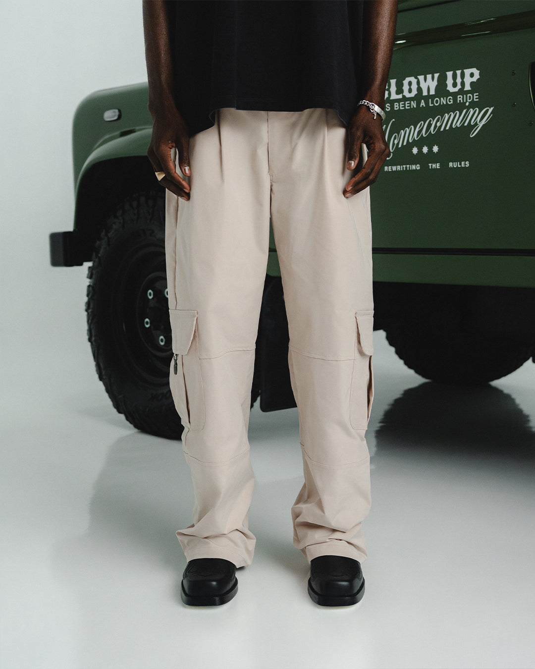 WESTERN OATMEAL WIDE CARGO PANTS