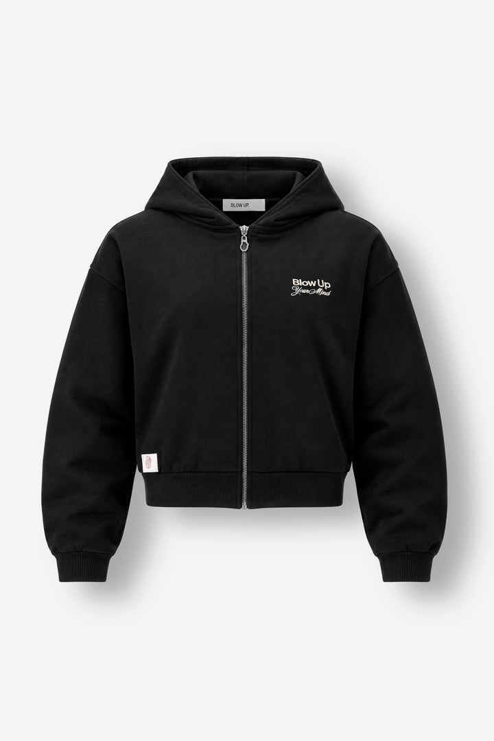 Cropped Zip Hoodie Black