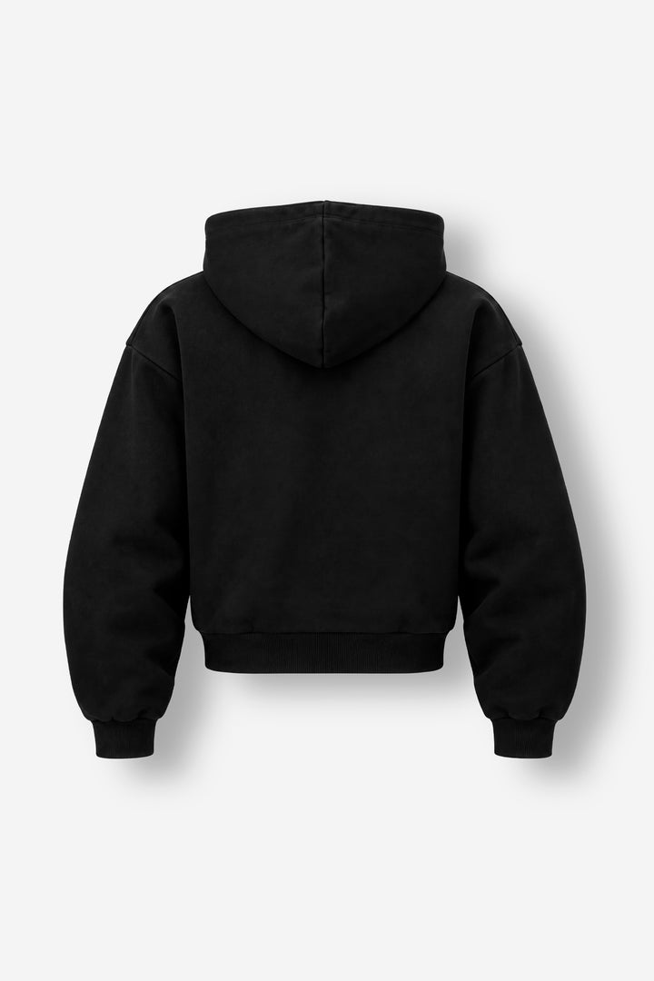 Cropped Zip Hoodie Black