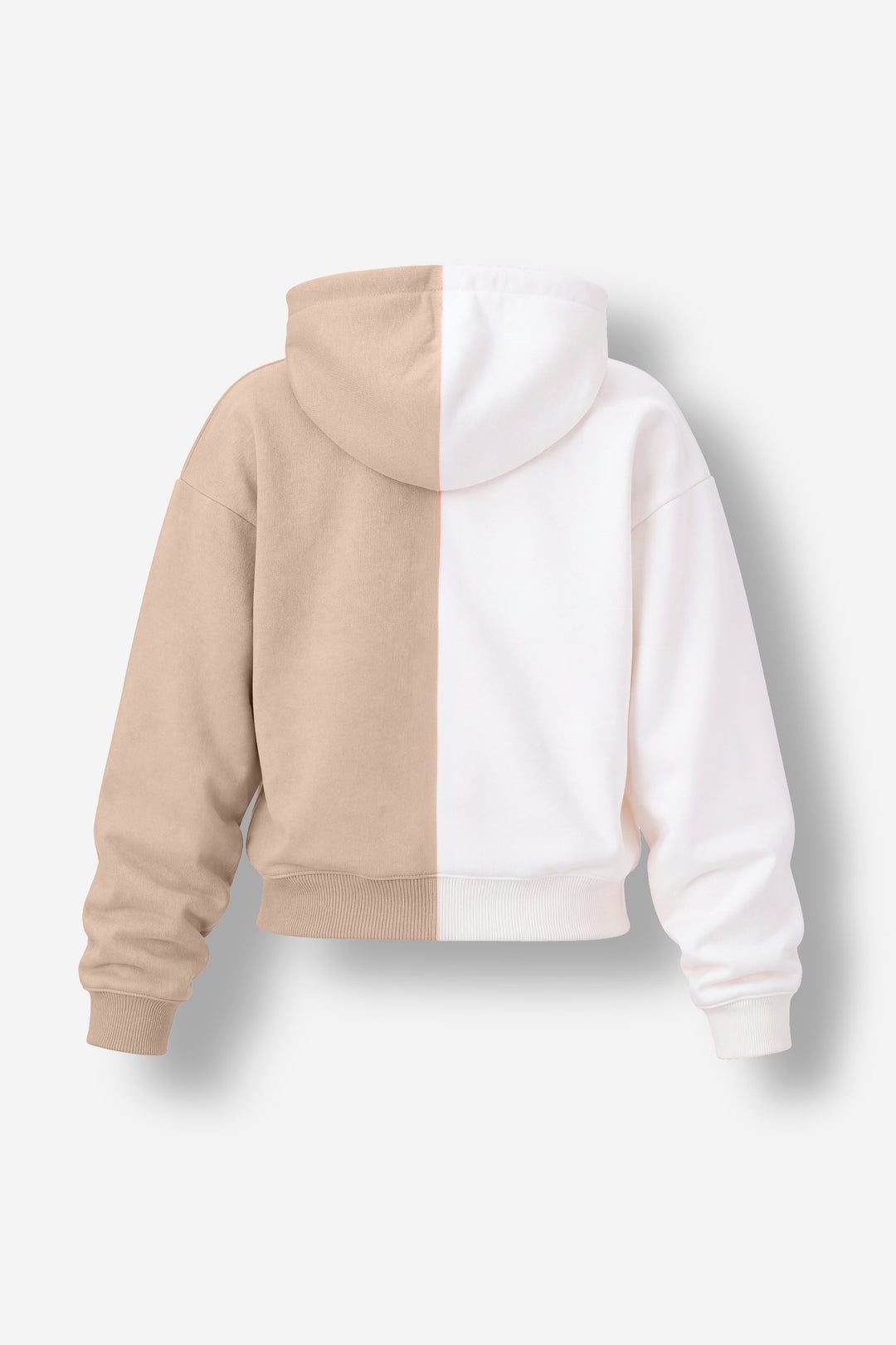 Cropped Hoodie Ivory &amp; Tan