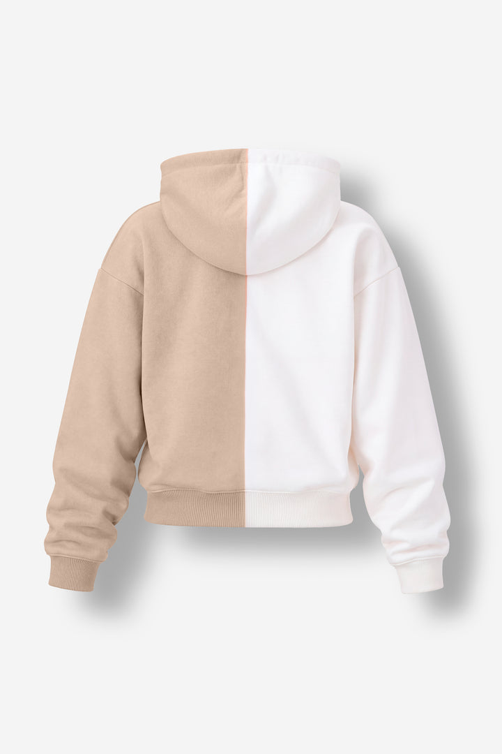 Cropped Hoodie Ivory &amp; Tan