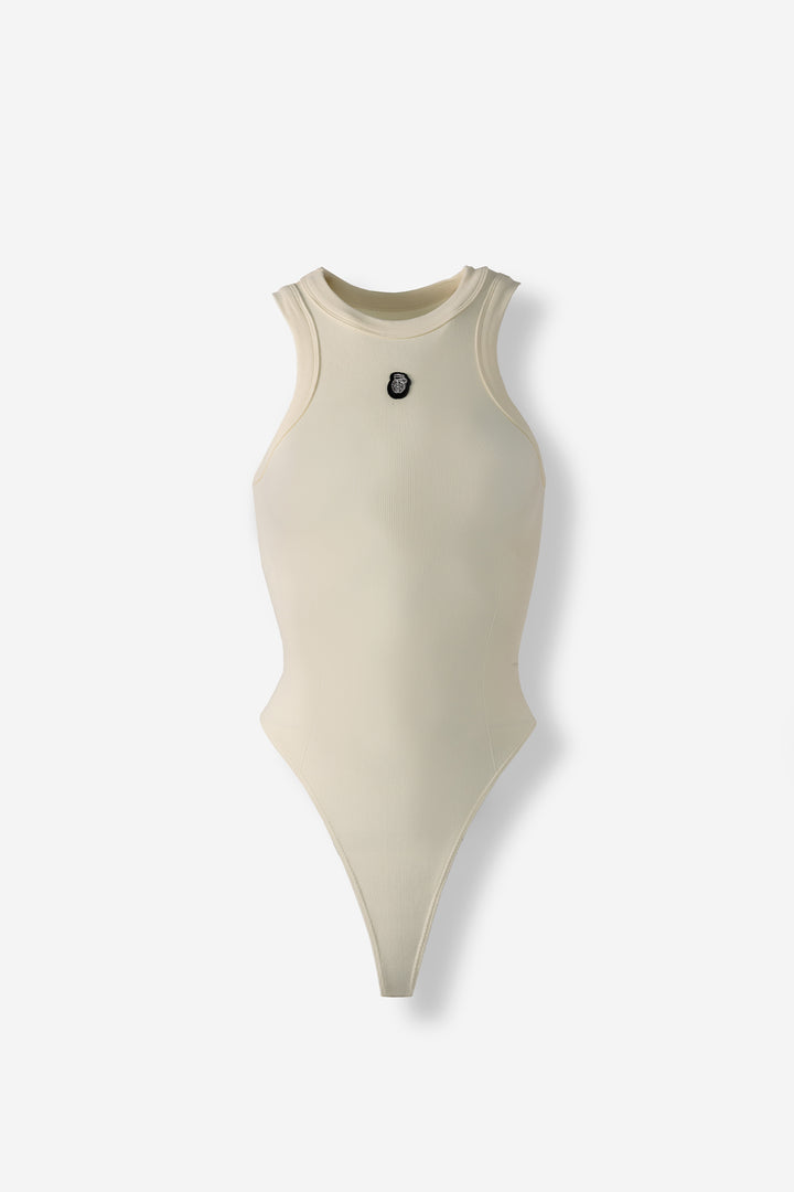 Sleeveless bodysuit stretch ivory