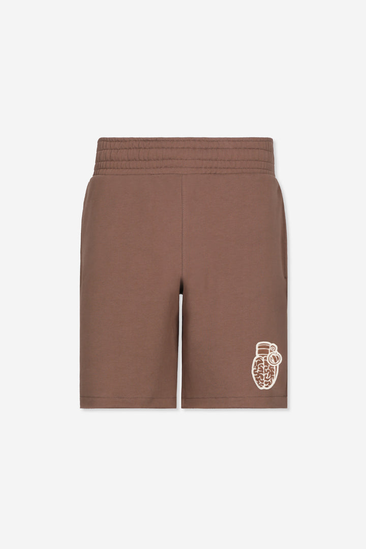 BURST REGULAR FIT BROWN SWEAT SHORTS
