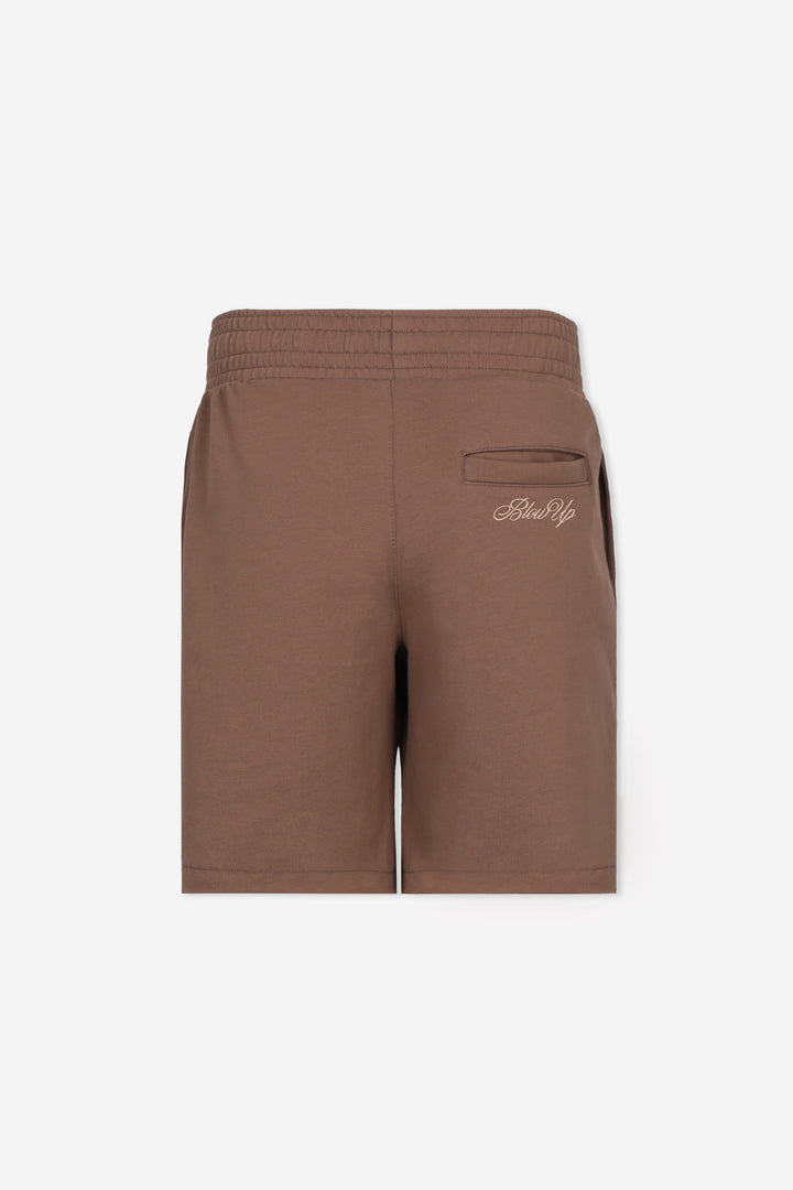 BURST REGULAR FIT BROWN SWEAT SHORTS