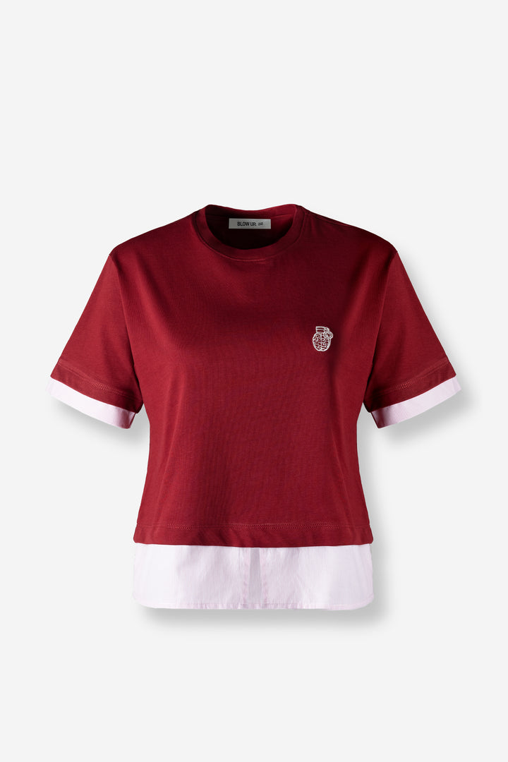 Short sleeve double t-shirt red wine