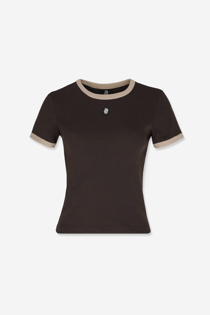 SHORT SLEEVE BROWN TOP
