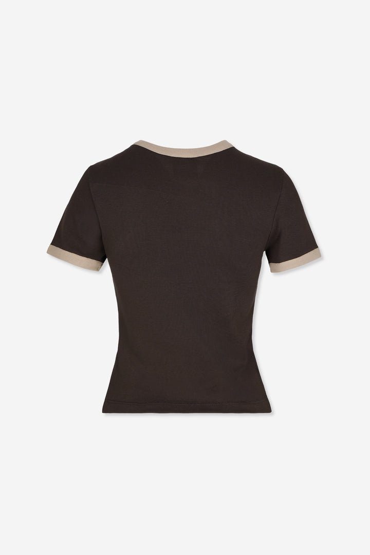 SHORT SLEEVE BROWN TOP