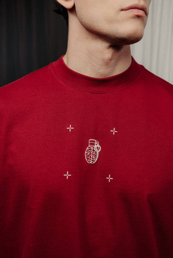 Loose fit t-shirt red wine in cotton