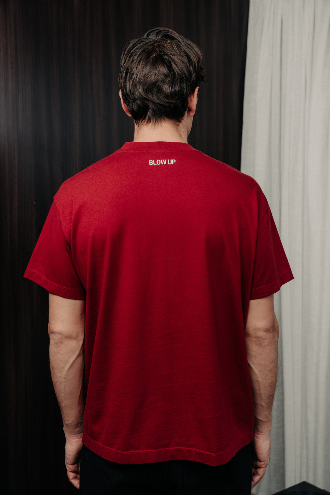 Loose fit t-shirt red wine in cotton