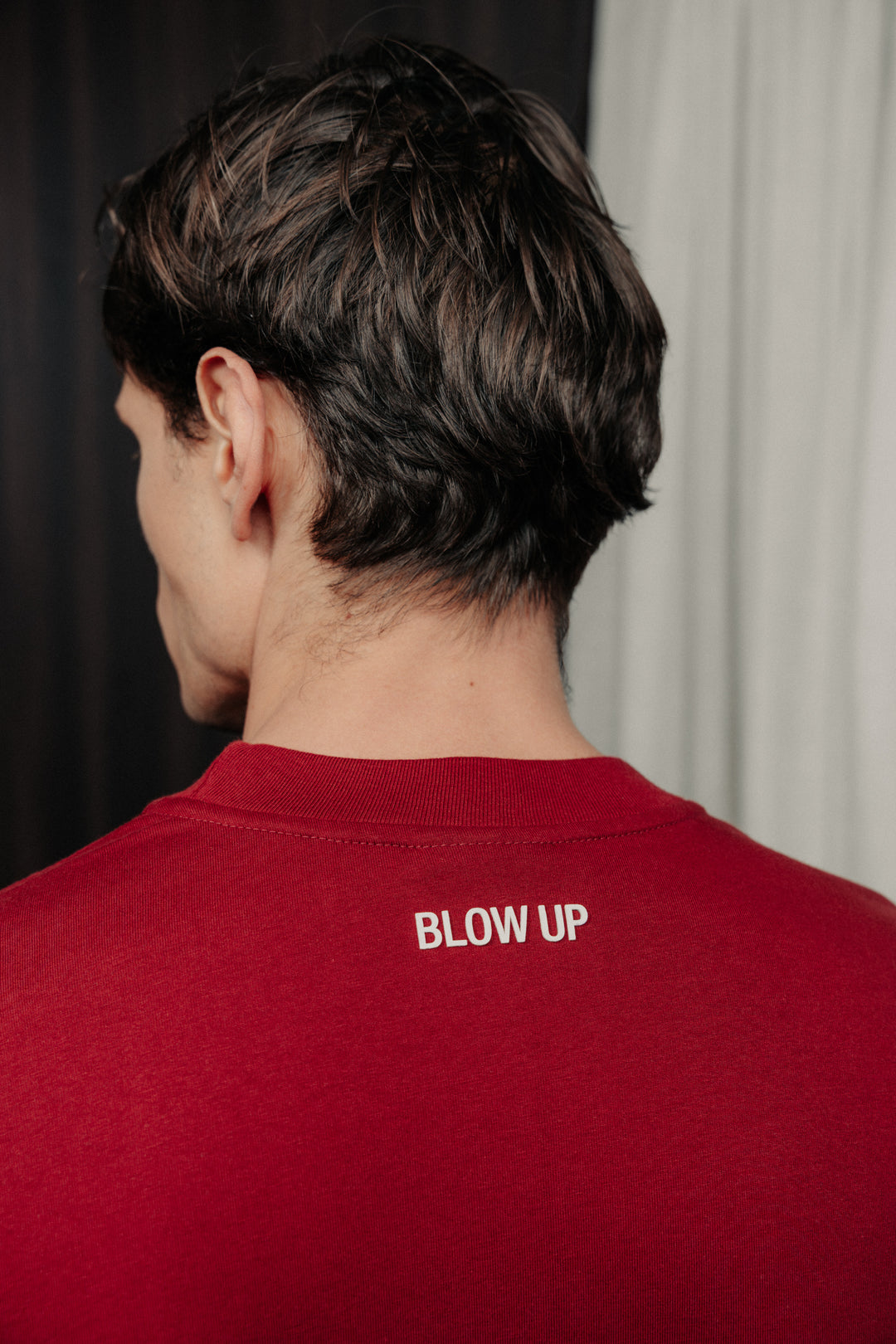 Loose fit t-shirt red wine in cotton