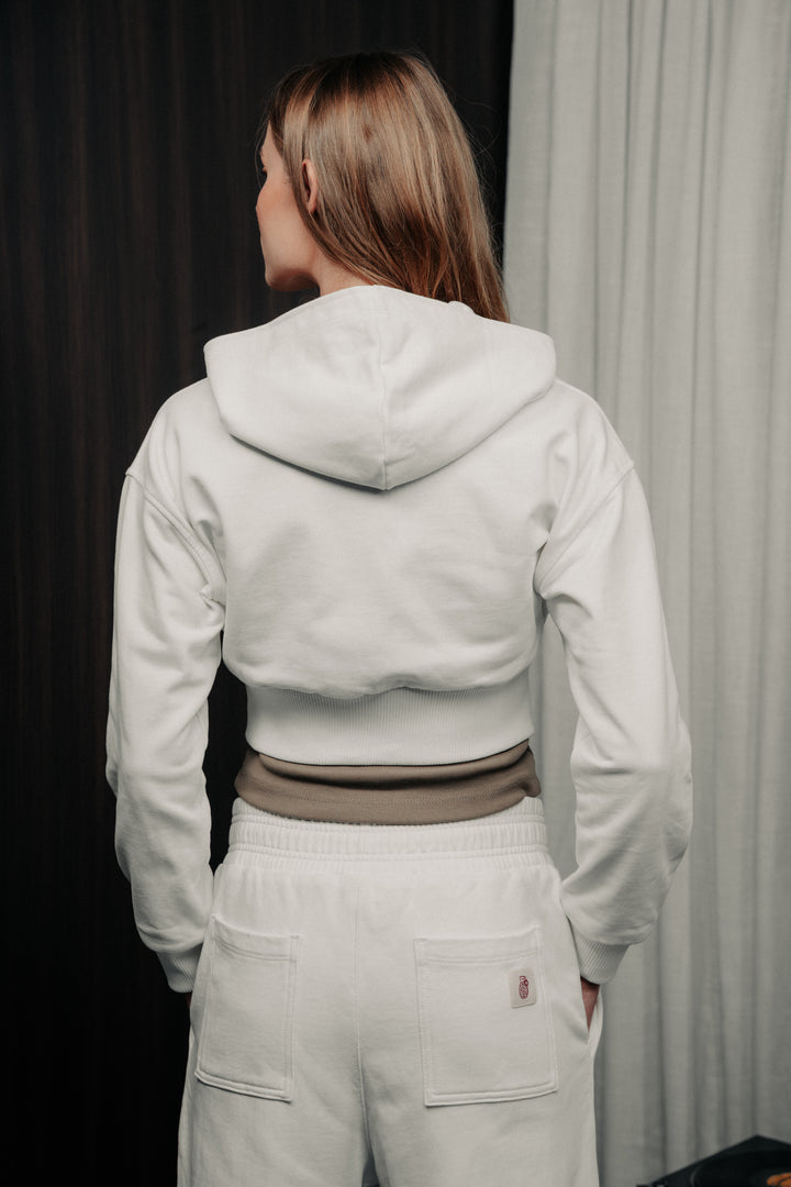 Short hoodie ivory