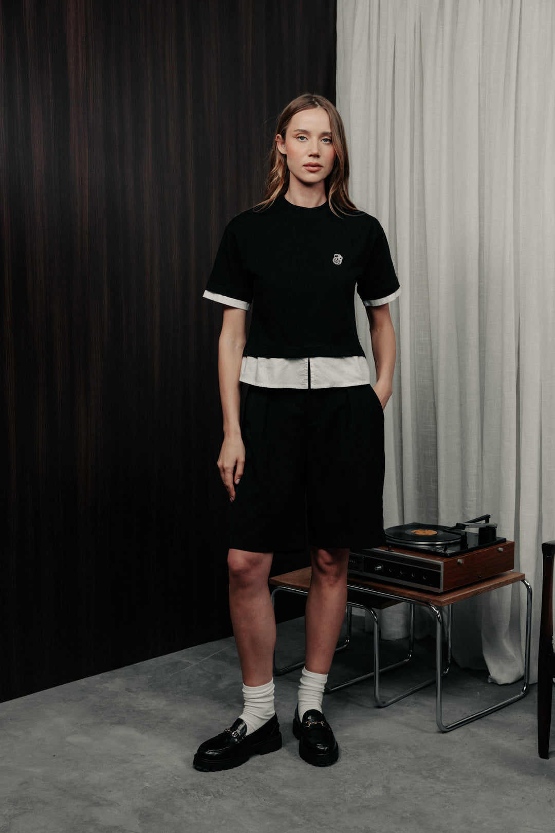 Short sleeve double t-shirt black