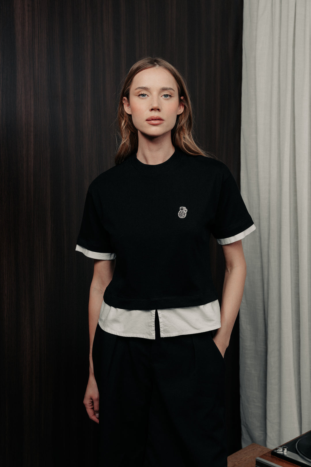 Short sleeve double t-shirt black