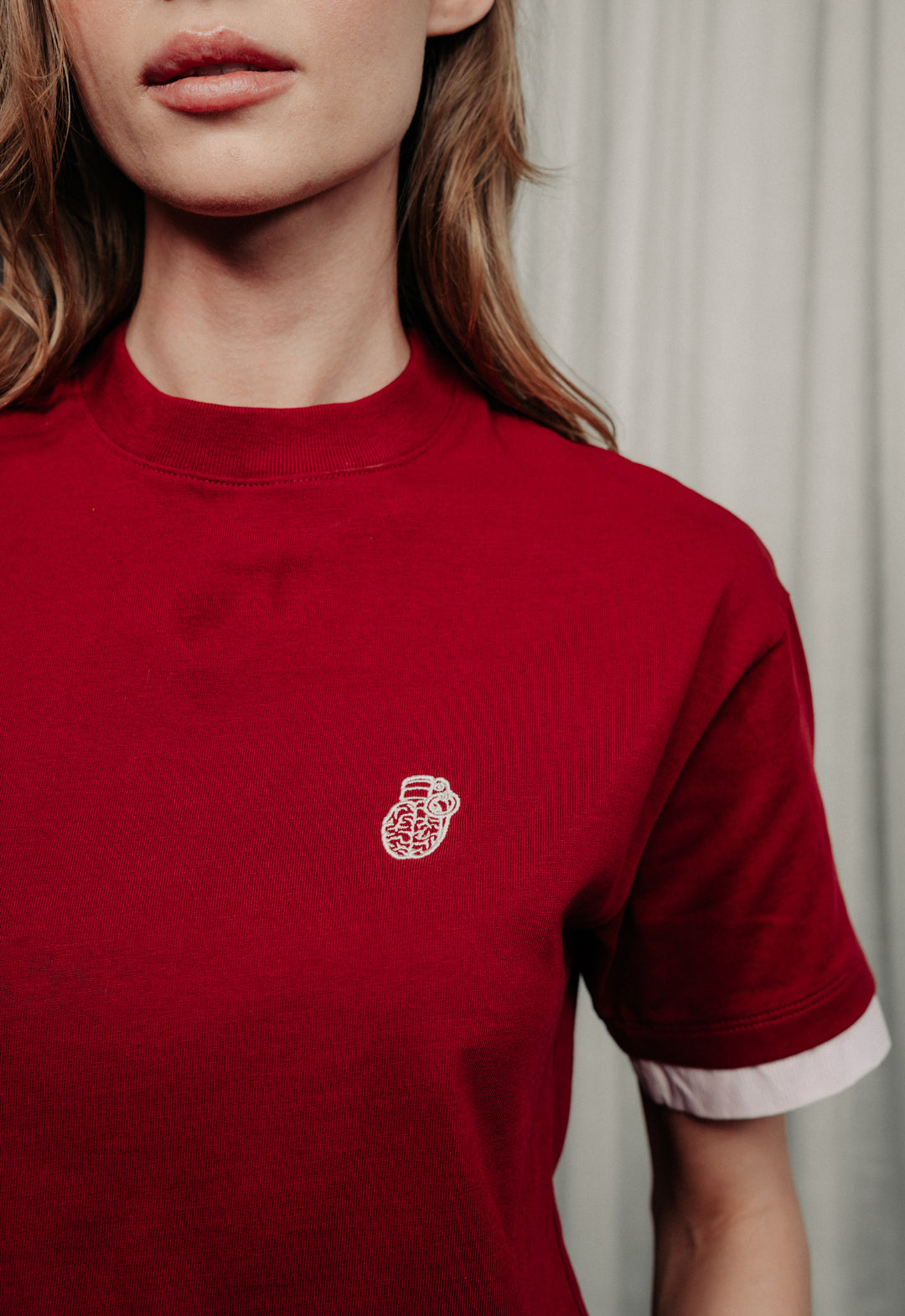 Short sleeve double t-shirt red wine