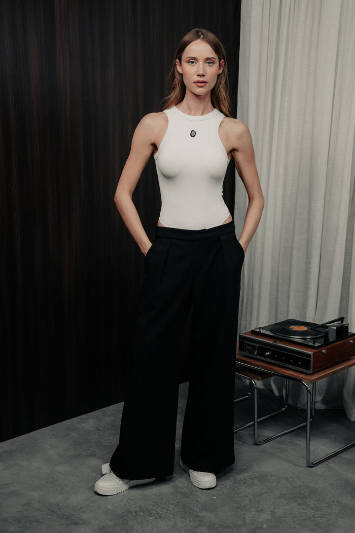 Sleeveless bodysuit stretch ivory