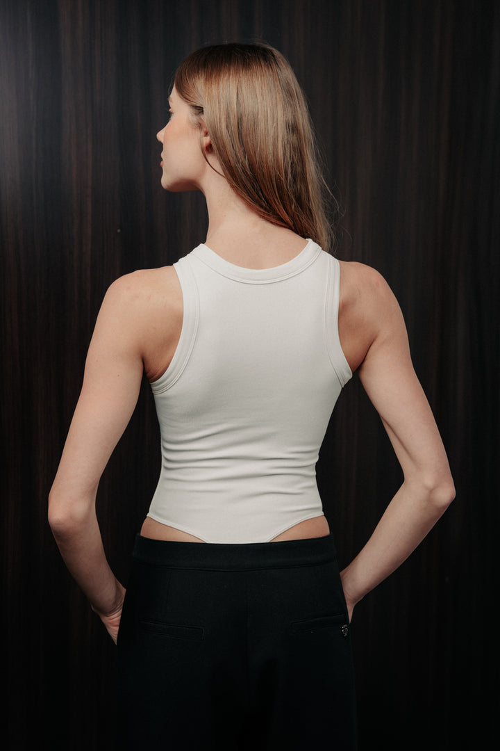 Sleeveless bodysuit stretch ivory