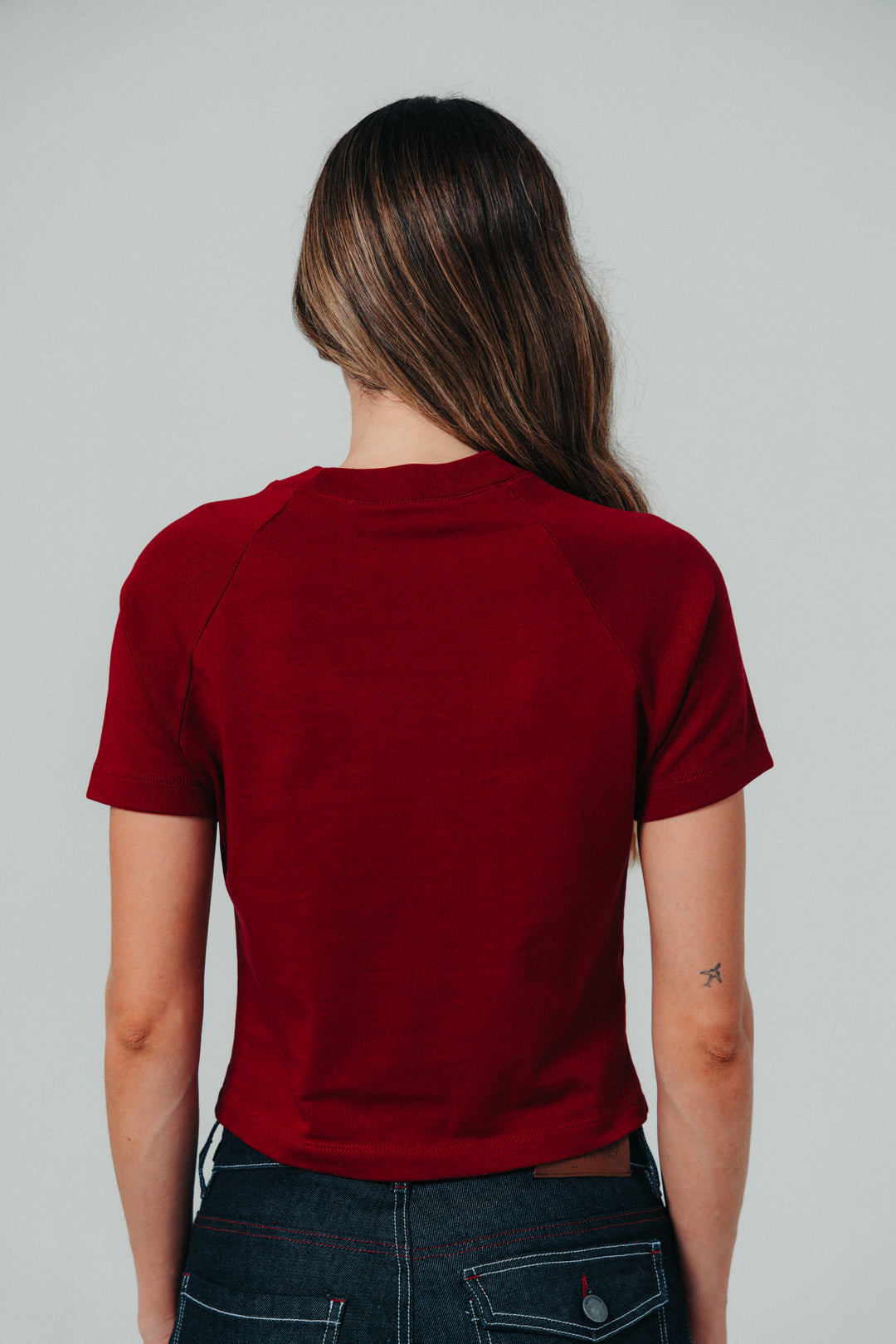 Short sleeve Top red wine in cotton