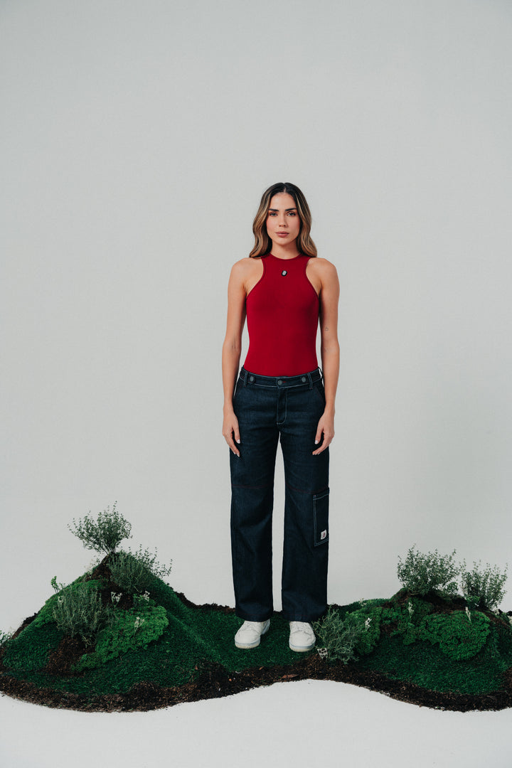 Sleeveless Bodysuit Red Wine