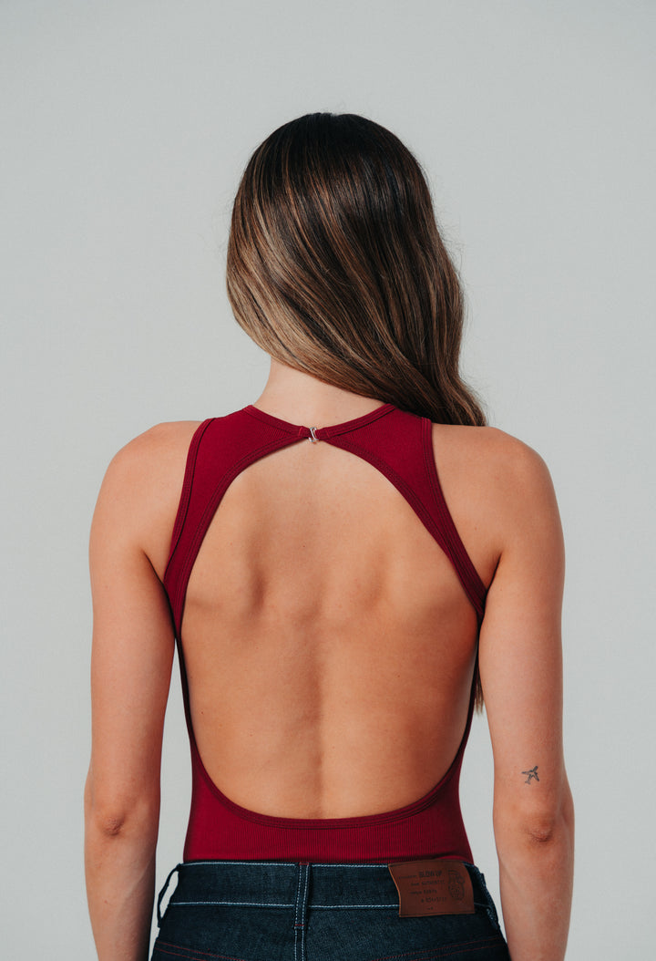Sleeveless Bodysuit Red Wine
