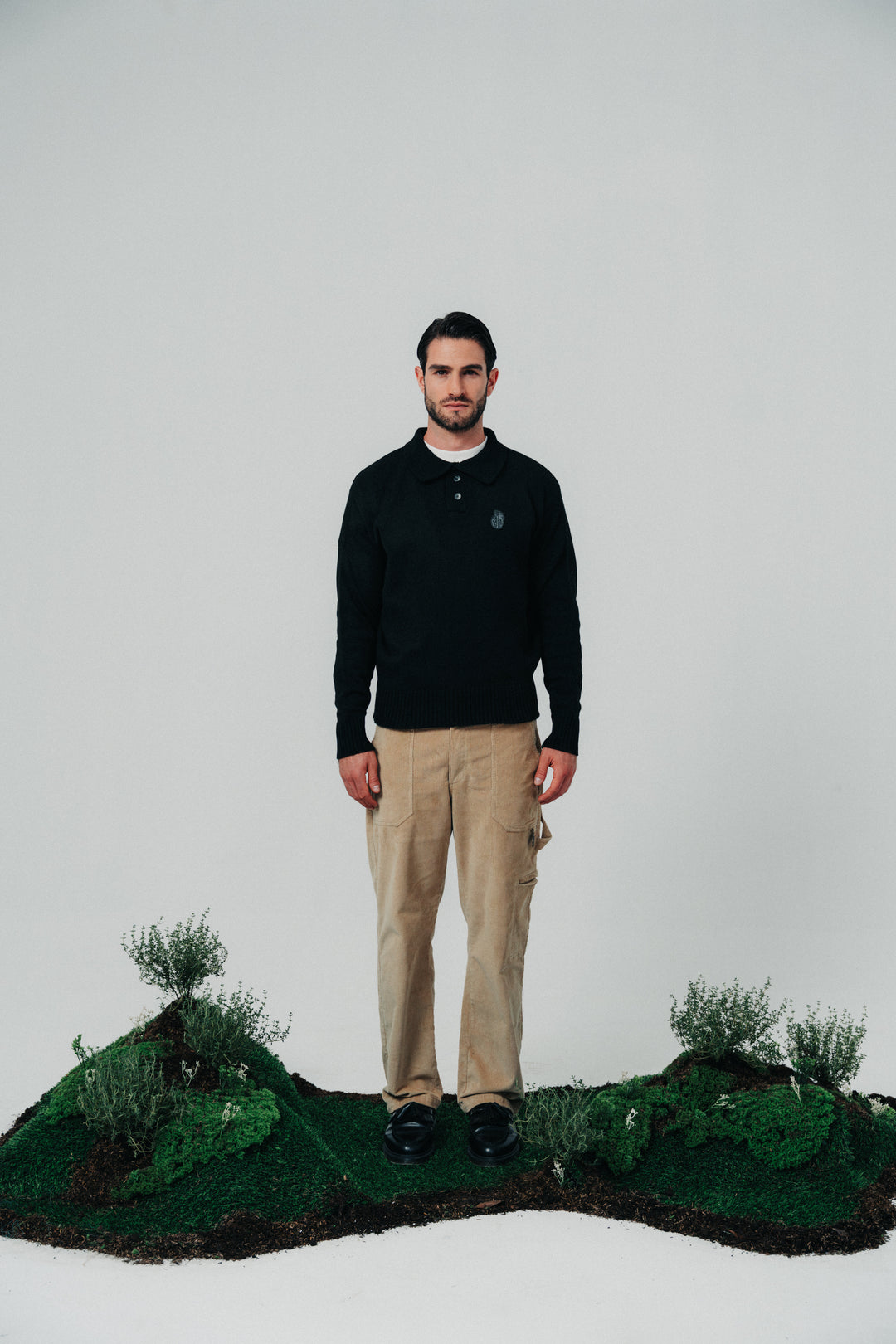 Knitted Polo Sweater black
