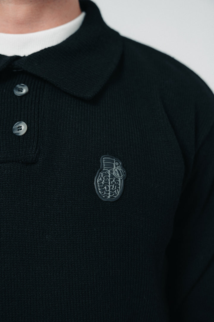 Knitted Polo Sweater black