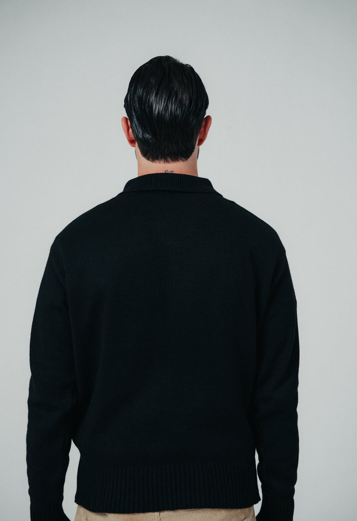Knitted Polo Sweater black