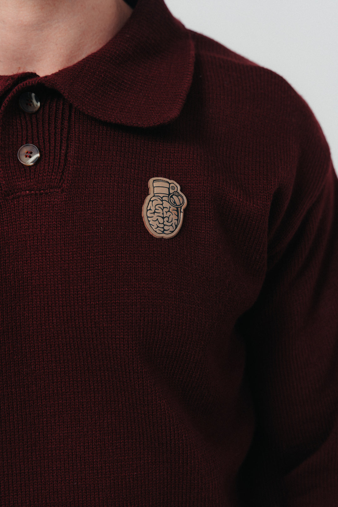 Knitted Polo Sweater red wine