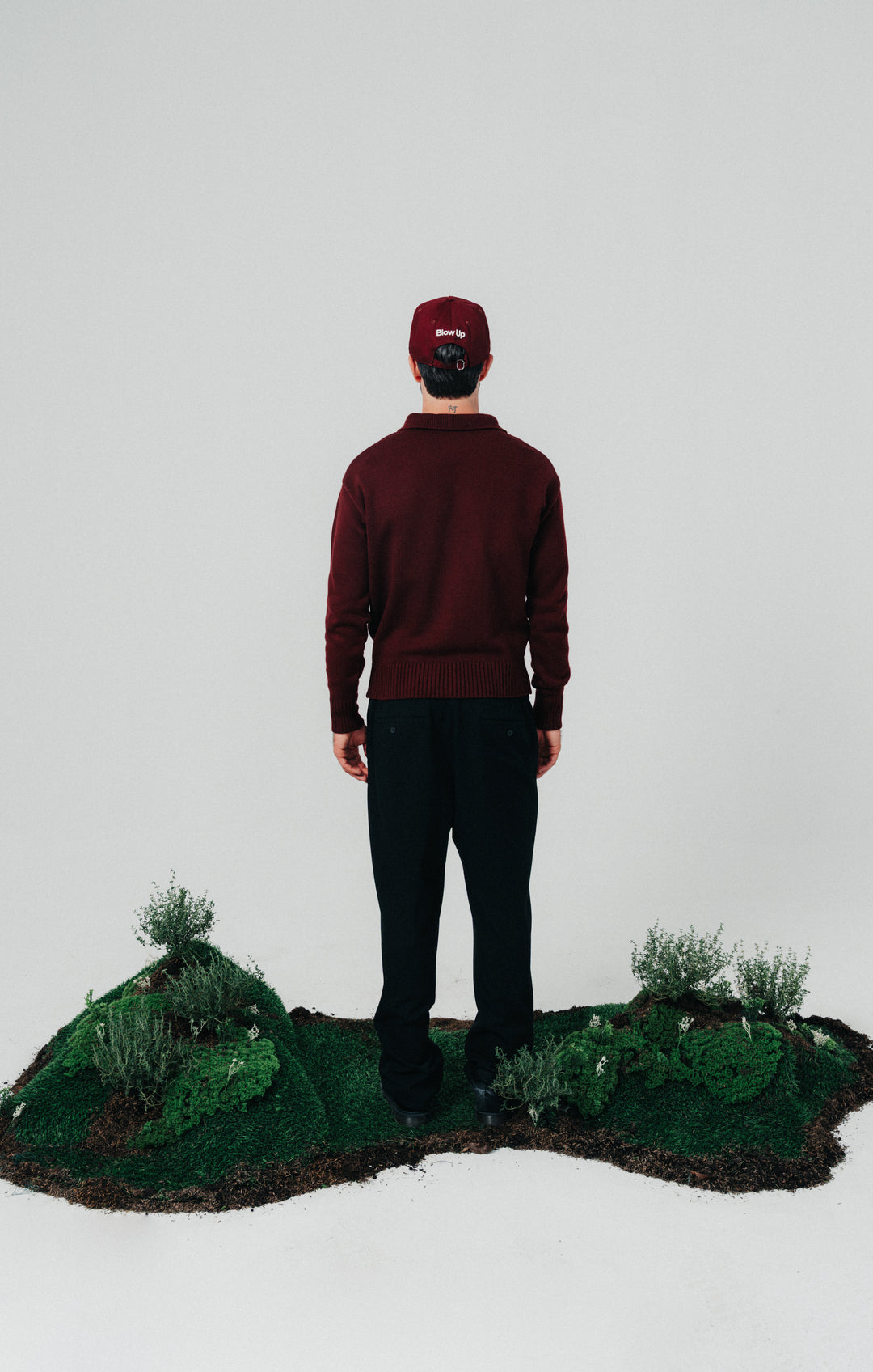 Knitted Polo Sweater red wine