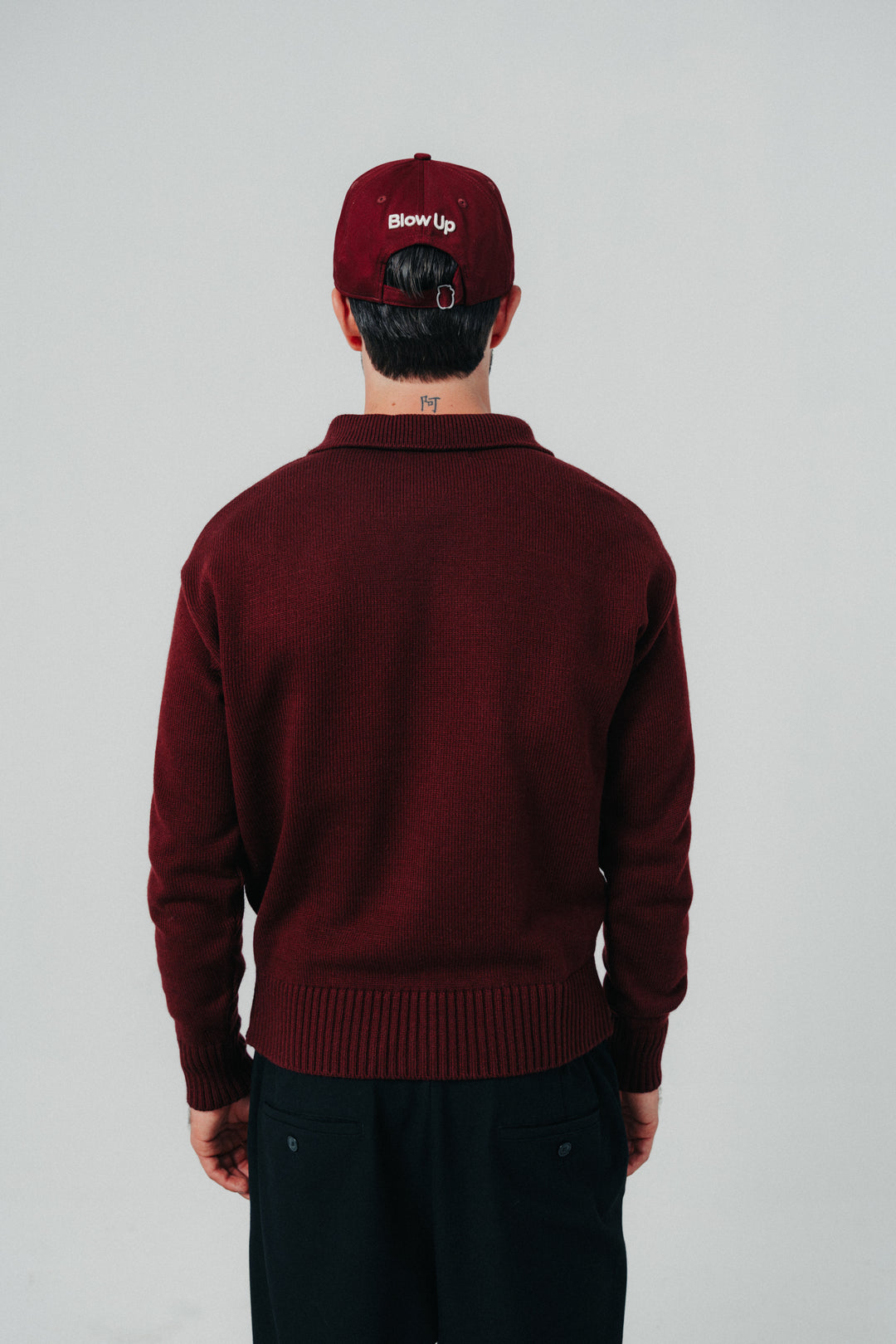 Knitted Polo Sweater red wine