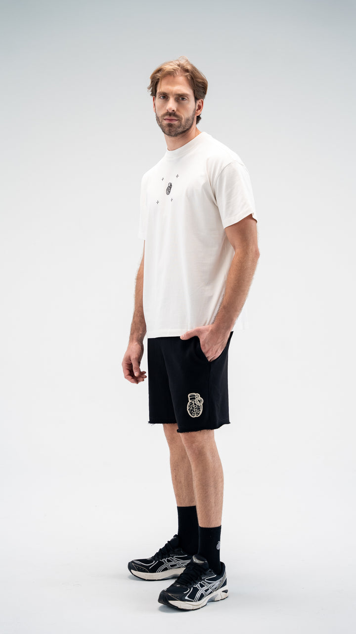 BURST REGULAR FIT BLACK SWEAT SHORTS