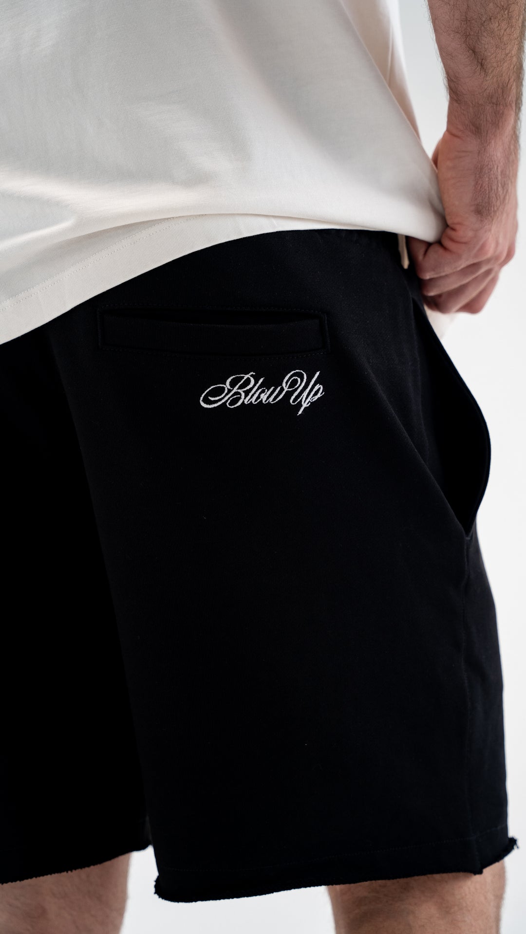 BURST REGULAR FIT BLACK SWEAT SHORTS