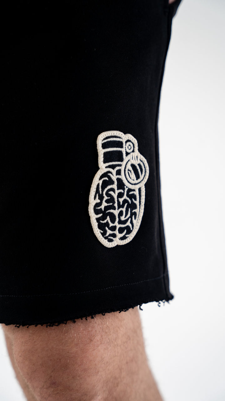 BURST REGULAR FIT BLACK SWEAT SHORTS
