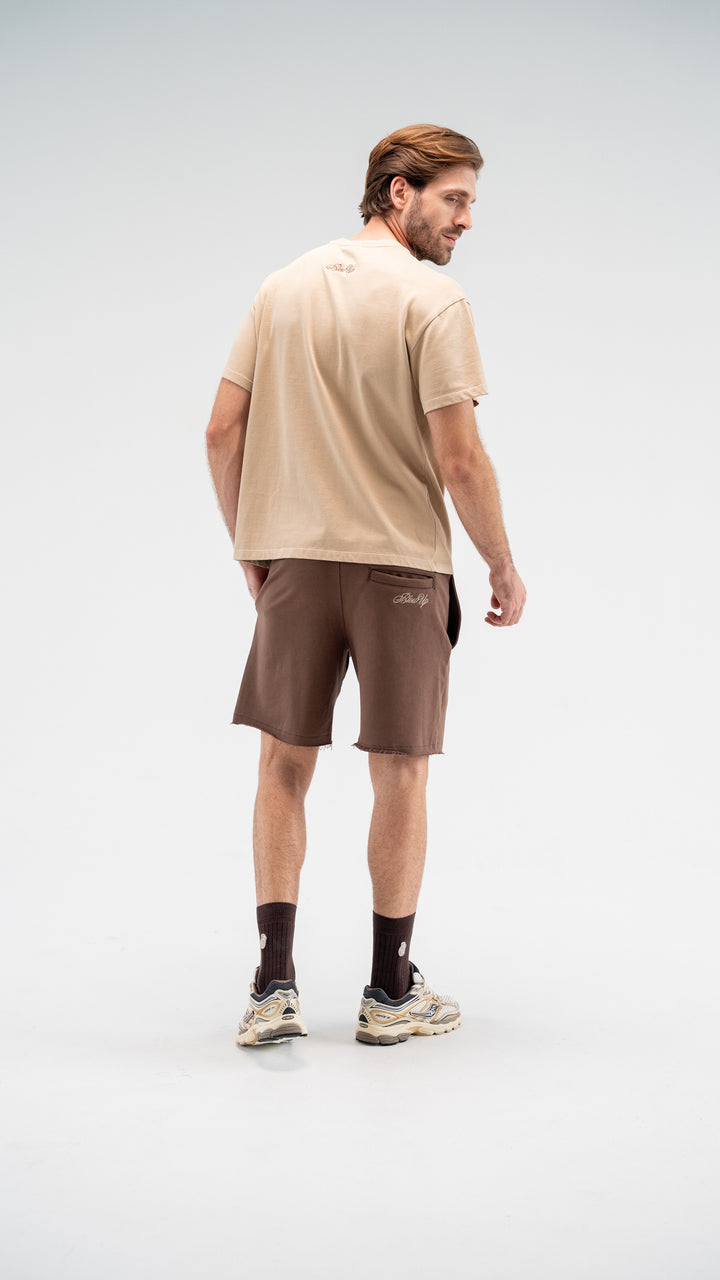 BURST REGULAR FIT BROWN SWEAT SHORTS