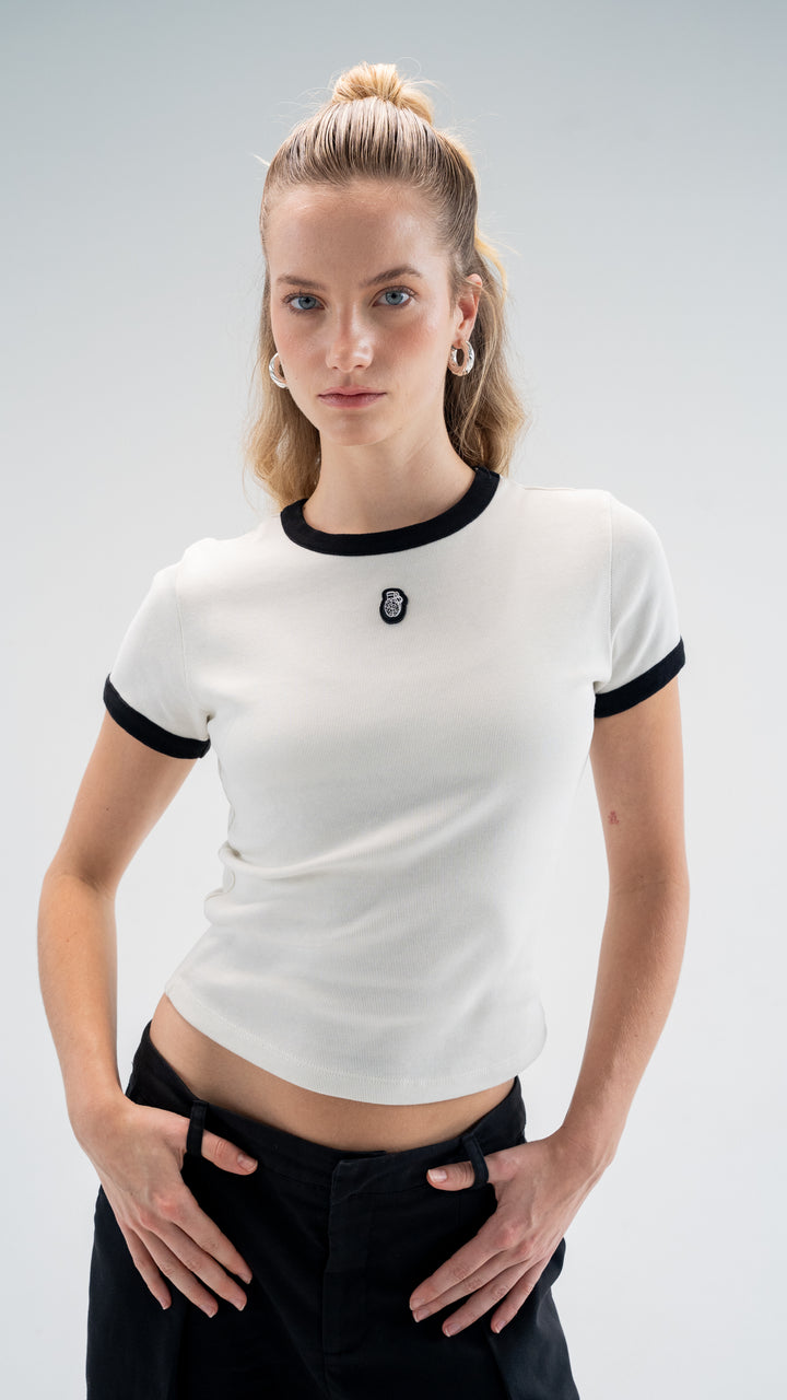 SHORT SLEEVE IVORY TOP