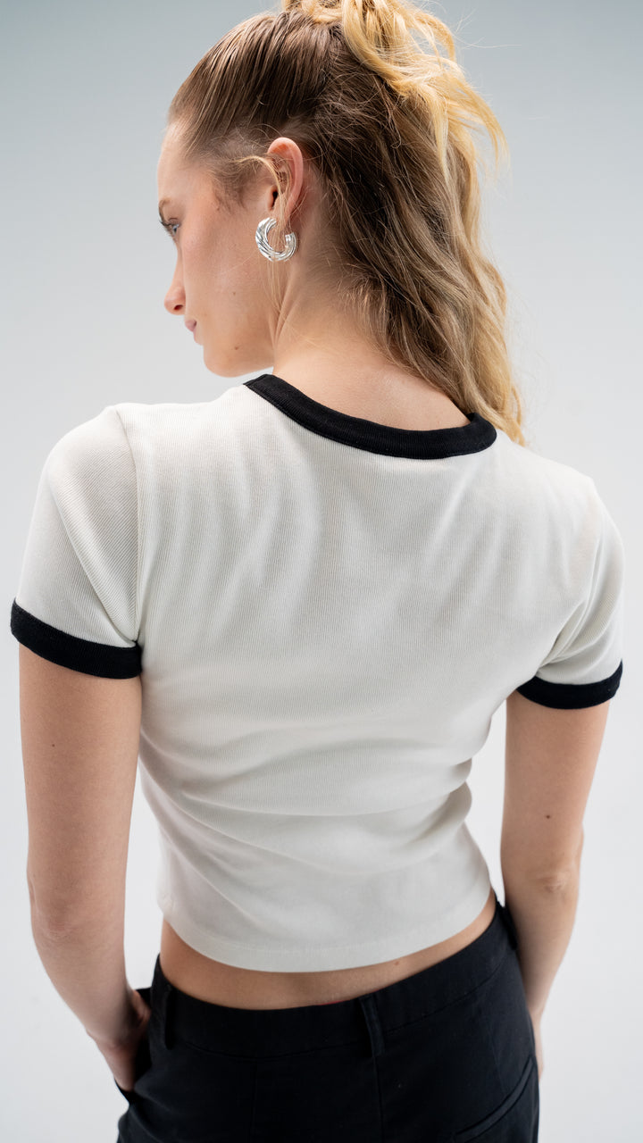 SHORT SLEEVE IVORY TOP