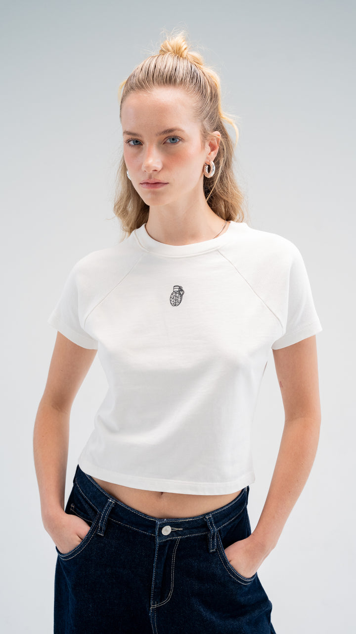 SHORT SLEEVE IVORY TOP