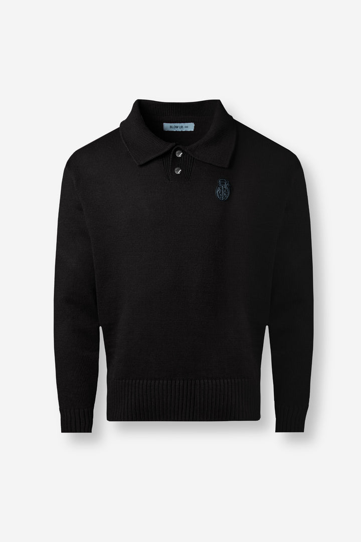 Knitted Polo Sweater black