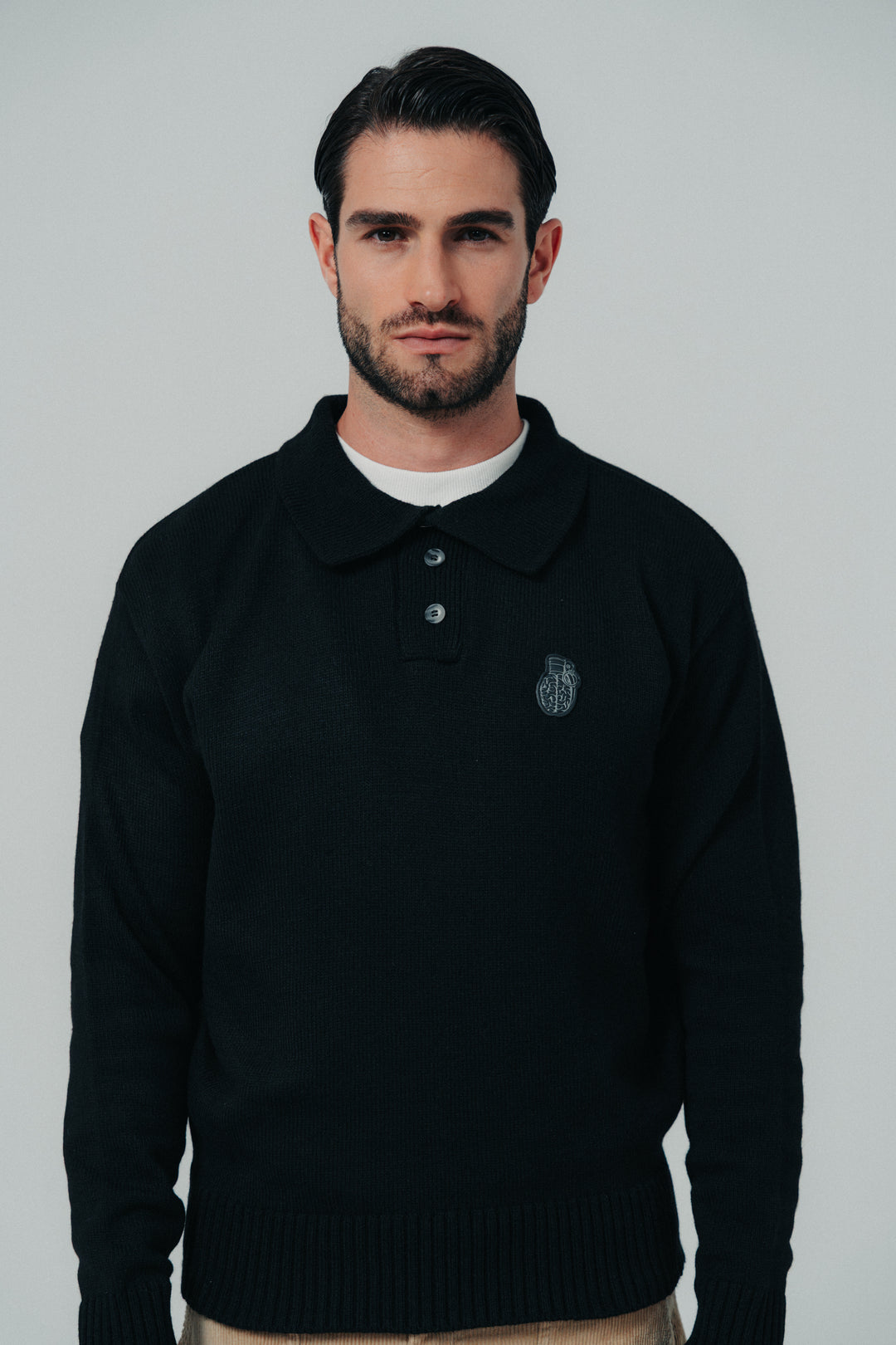 Knitted Polo Sweater black