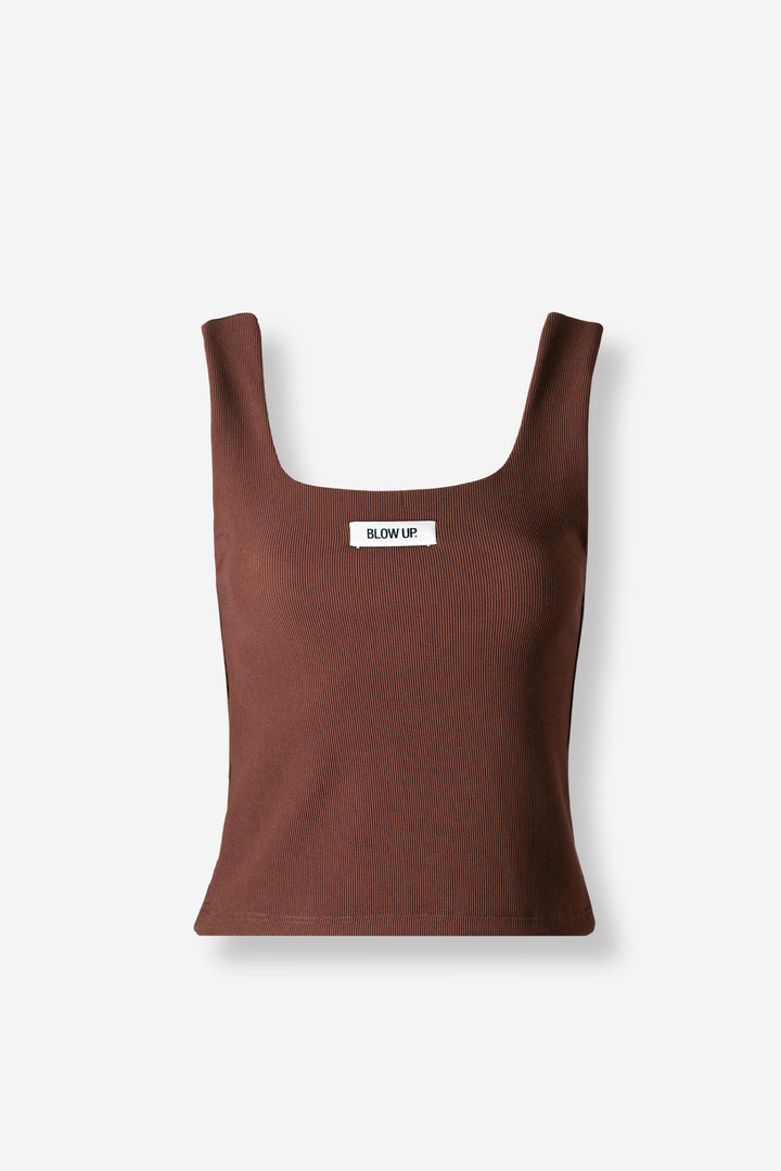 Sleeveless brown tank top