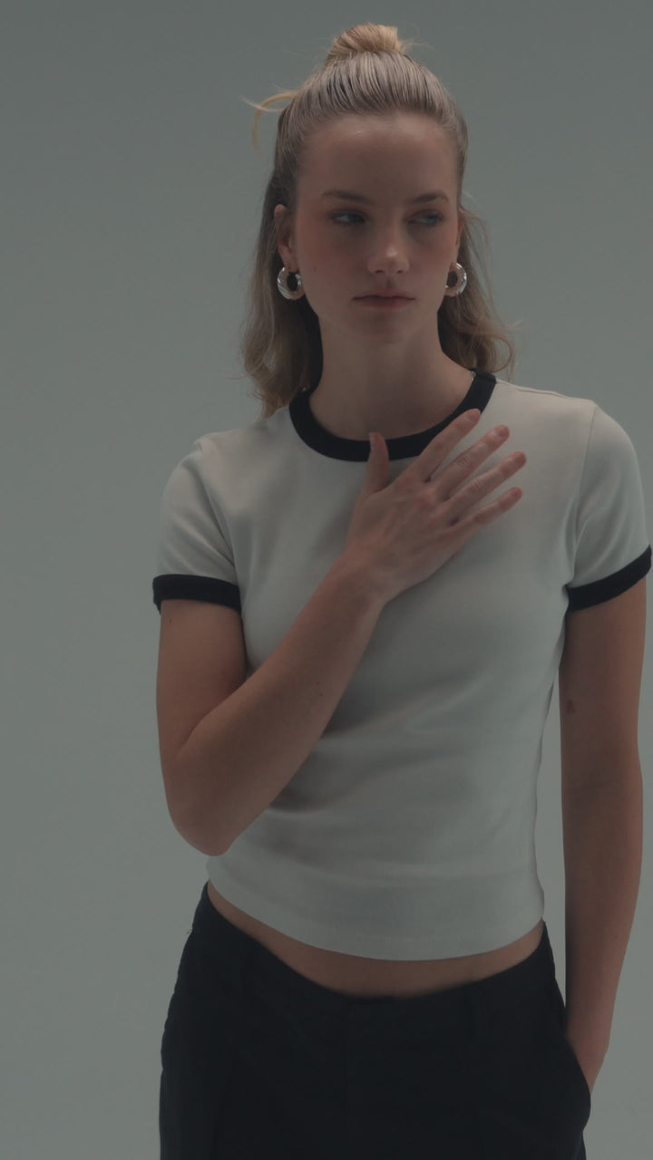 SHORT SLEEVE IVORY TOP